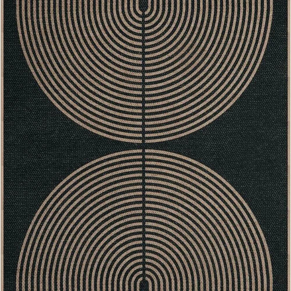 New Modern Rainbow Easy Jute Outdoor Patio Rug, 3x5 Black Washable Rugs